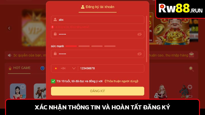 Xác nhận thông tin và hoàn tất đăng ký