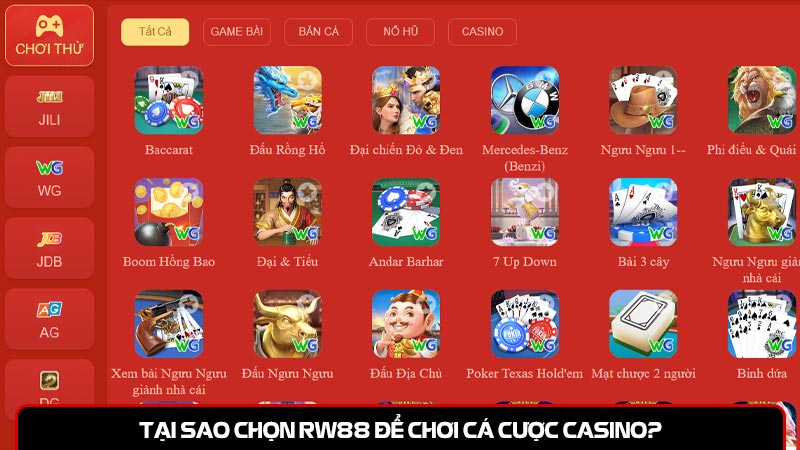 Tại sao chọn RW88 để chơi cá cược casino?