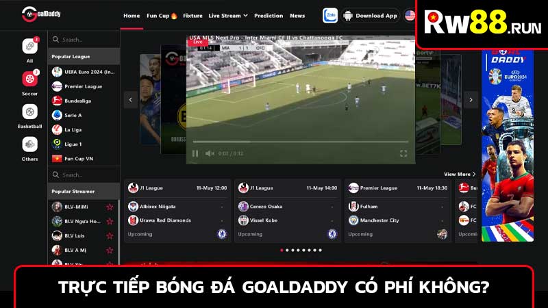 Trực tiếp bóng đá Goaldaddy có phí không?